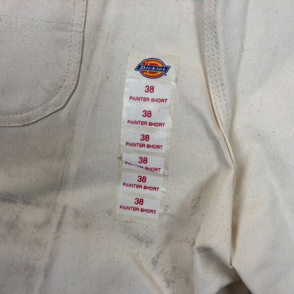 Dickies Mens Painter Shorts Size 38 White Canvas Utility Workwear Chino - Picture 6 of 12